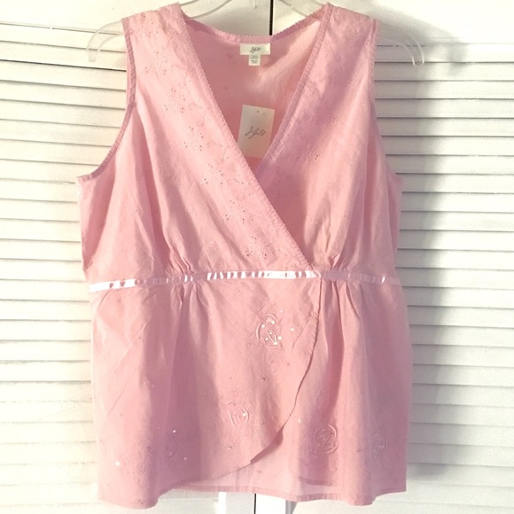 SOLD - NEW J. JILL Faux WRAP Pink TOP Blouse - Picture 2 of 7